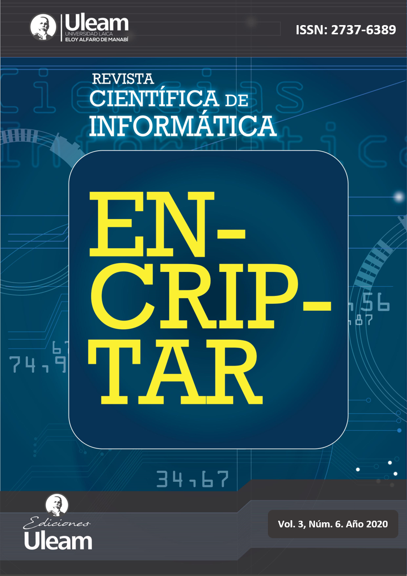 					View Vol. 3 No. 6 (2020): Revista Científica de Informática ENCRIPTAR
				