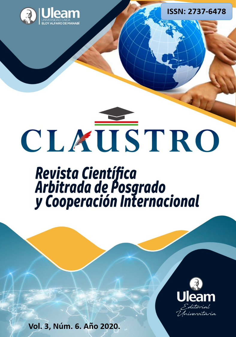 					Ver Vol. 3 Núm. 6 (2020): Revista Científica Arbitrada de Posgrado y Cooperación Internacional CLAUSTRO.
				
